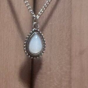 Silver necklace with moonstone double chain